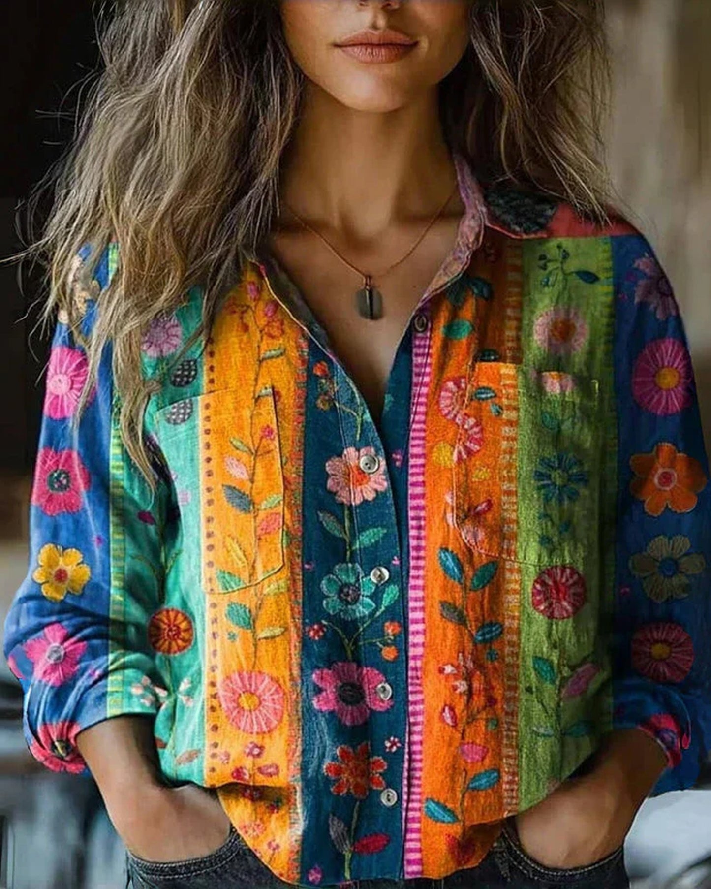 Cléotilde Dames Blouse | Bandana Print | Borstzakken
