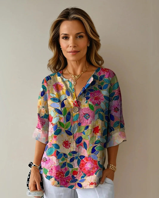 Annabelle Women's Top | Floral-print | Three-quarter Sleeves