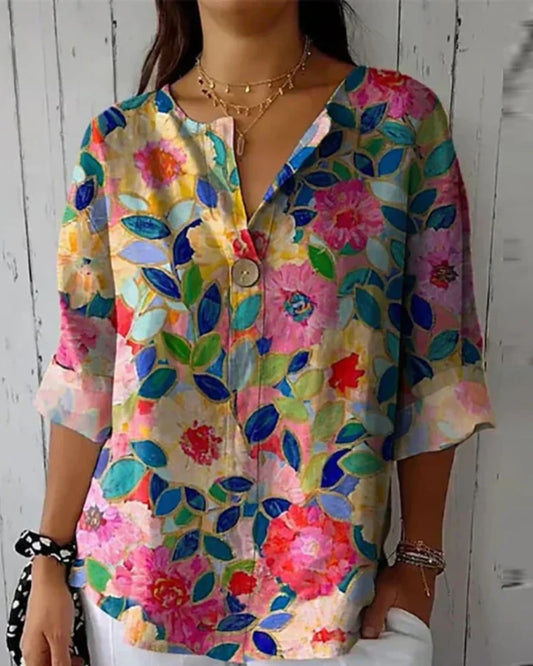 Annabelle Women's Top | Floral-print | Three-quarter Sleeves