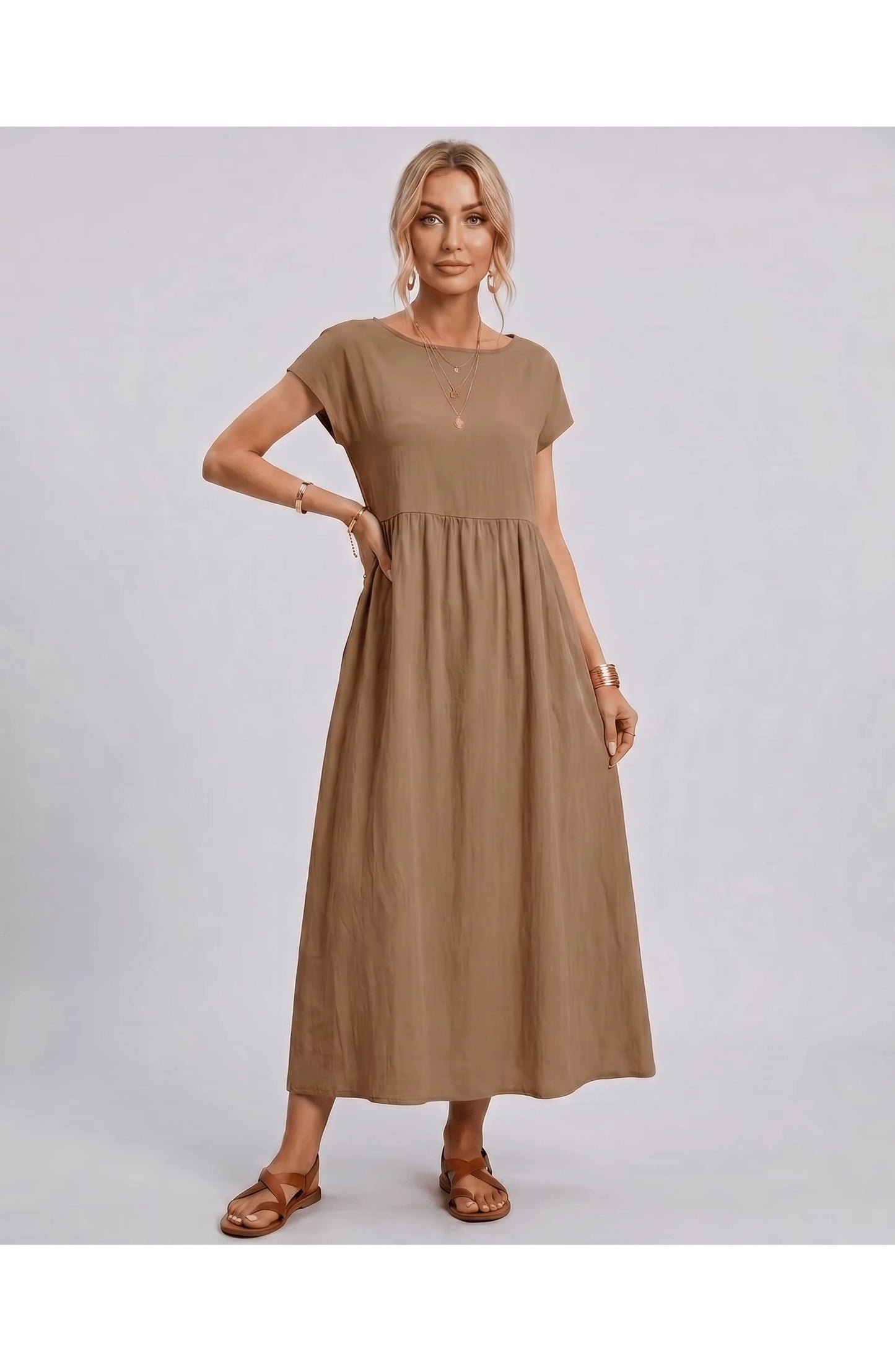 Eleonore Women's Midi Dress | Round Neck | Empire Waist