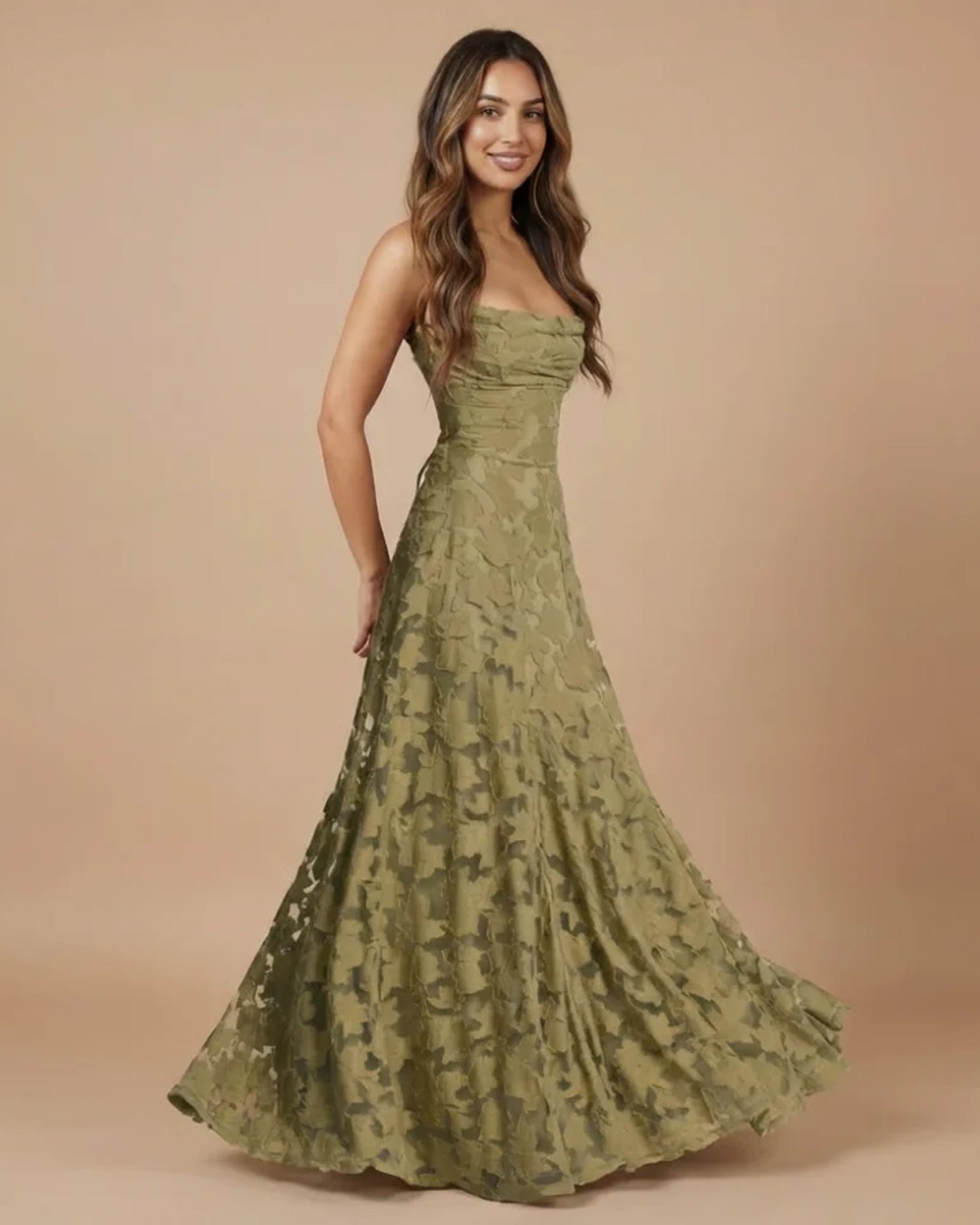 Mégane Women's Maxi Dress | Crossed Back Straps | Lace A-Line