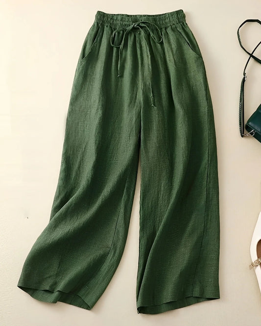 Ysolde Women's Trousers | Elastic Waist | Wide Legs