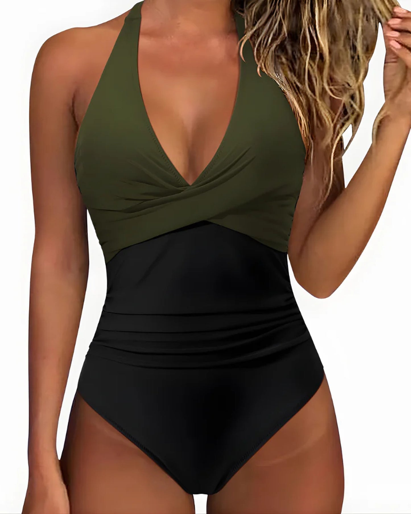 Agnese Dames Badkleding | Diep V-hals | Geplooide Taille
