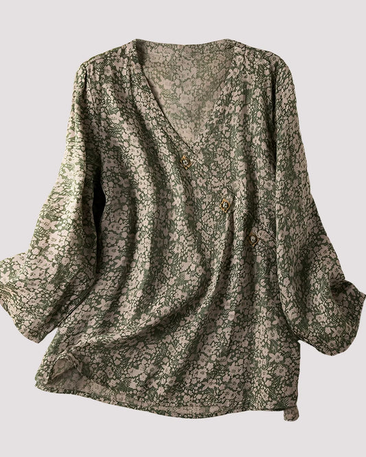 Nicolle Dames Top | V-Hals | Blomsterprint