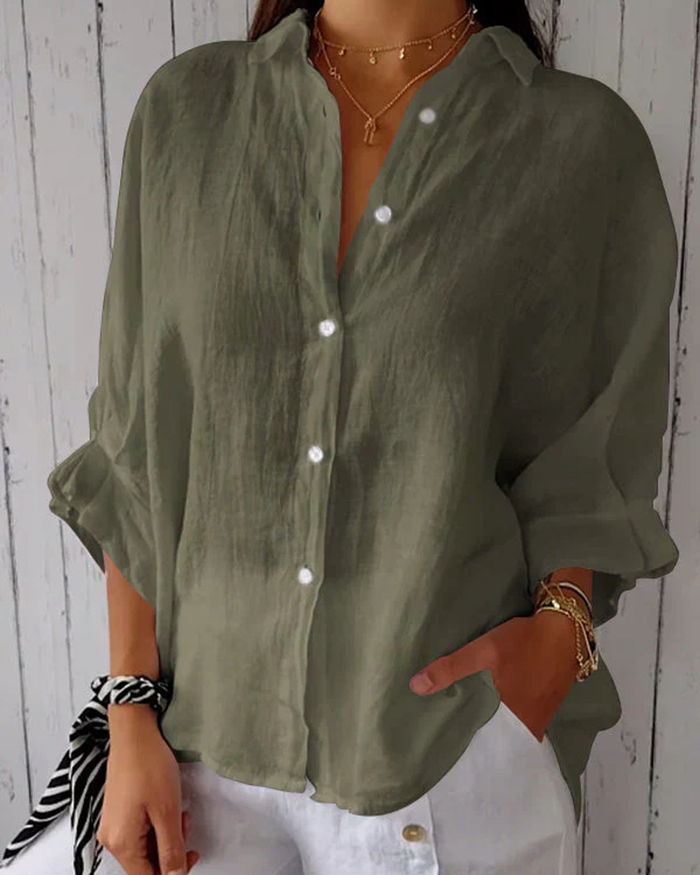 Méline Dames Blouse | Klassieke Kraag | Losvallende Pasvorm