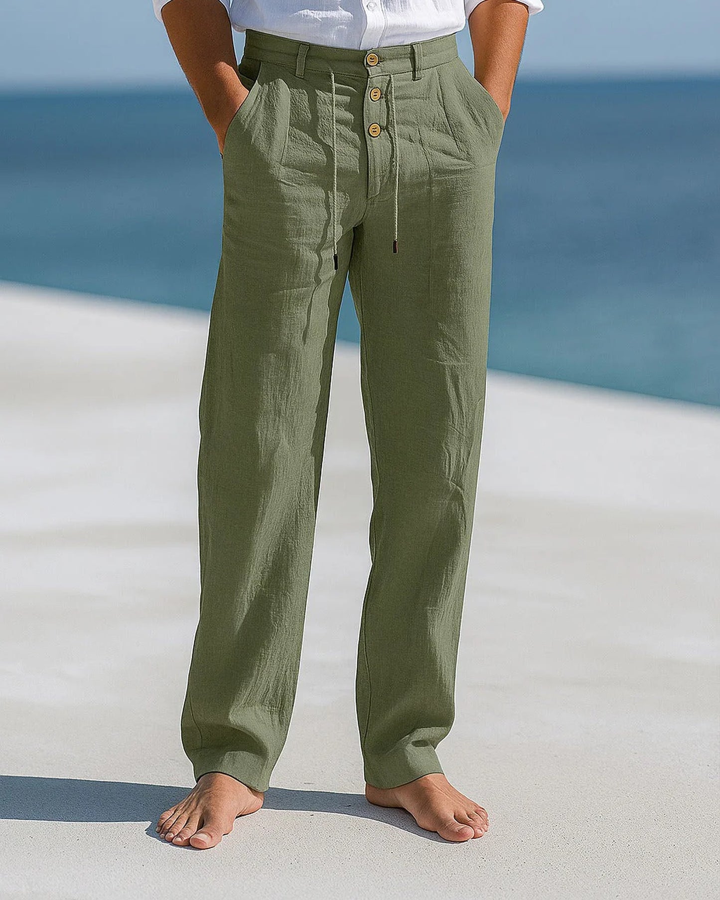 Gregorio Heren Trousers | Linen Weaving | Adjustable Waist