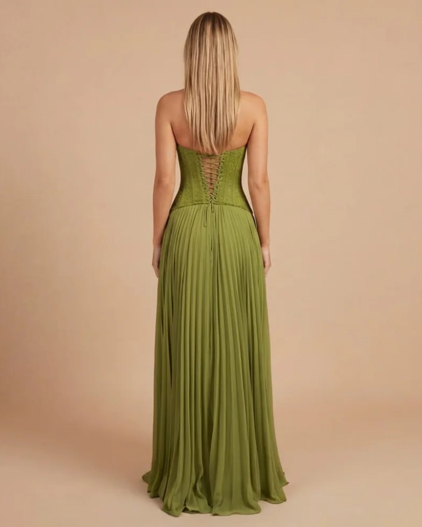 Women's Maxi Dress | Corset Top | Pleated Skirt