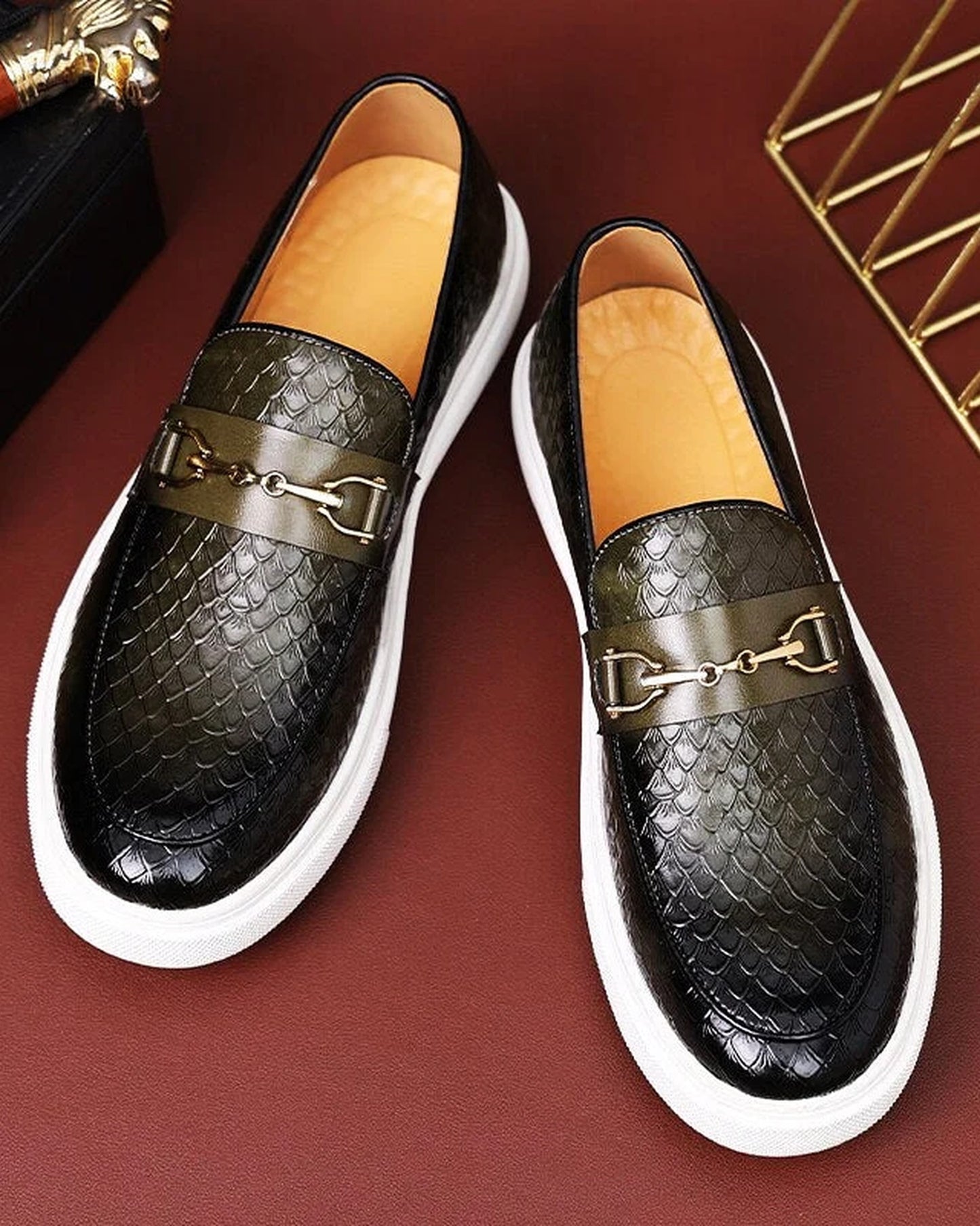 Marcello Heren Schoenen | Quilted Patroon | Metalen Gesp Details