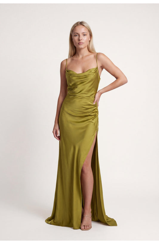 Camille Women's Maxi Dress | Waterfall Neck | With Split