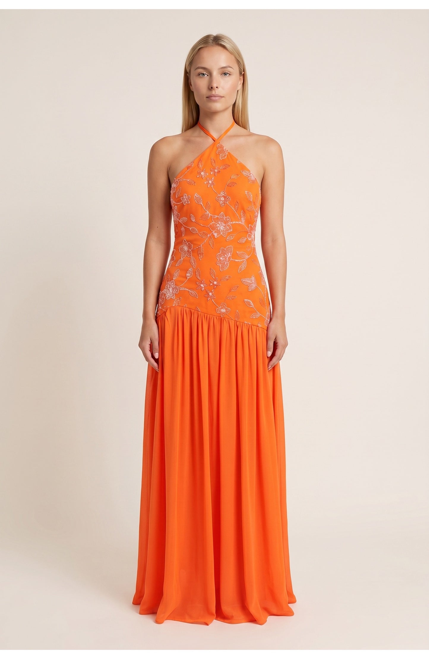 Dames Maxi Jurk | Halternek | Gelaagde Rok