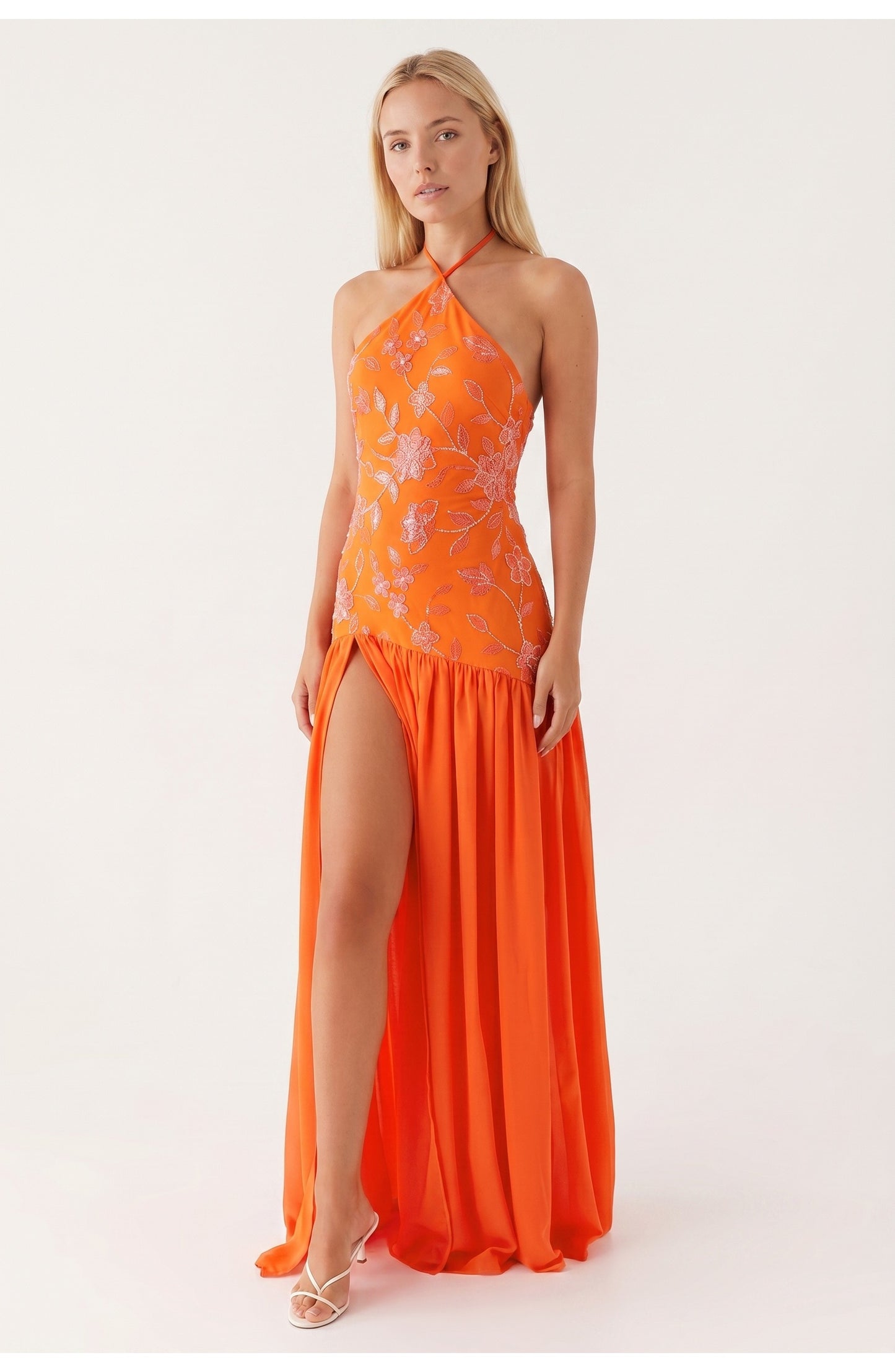 Dames Maxi Jurk | Halternek | Gelaagde Rok