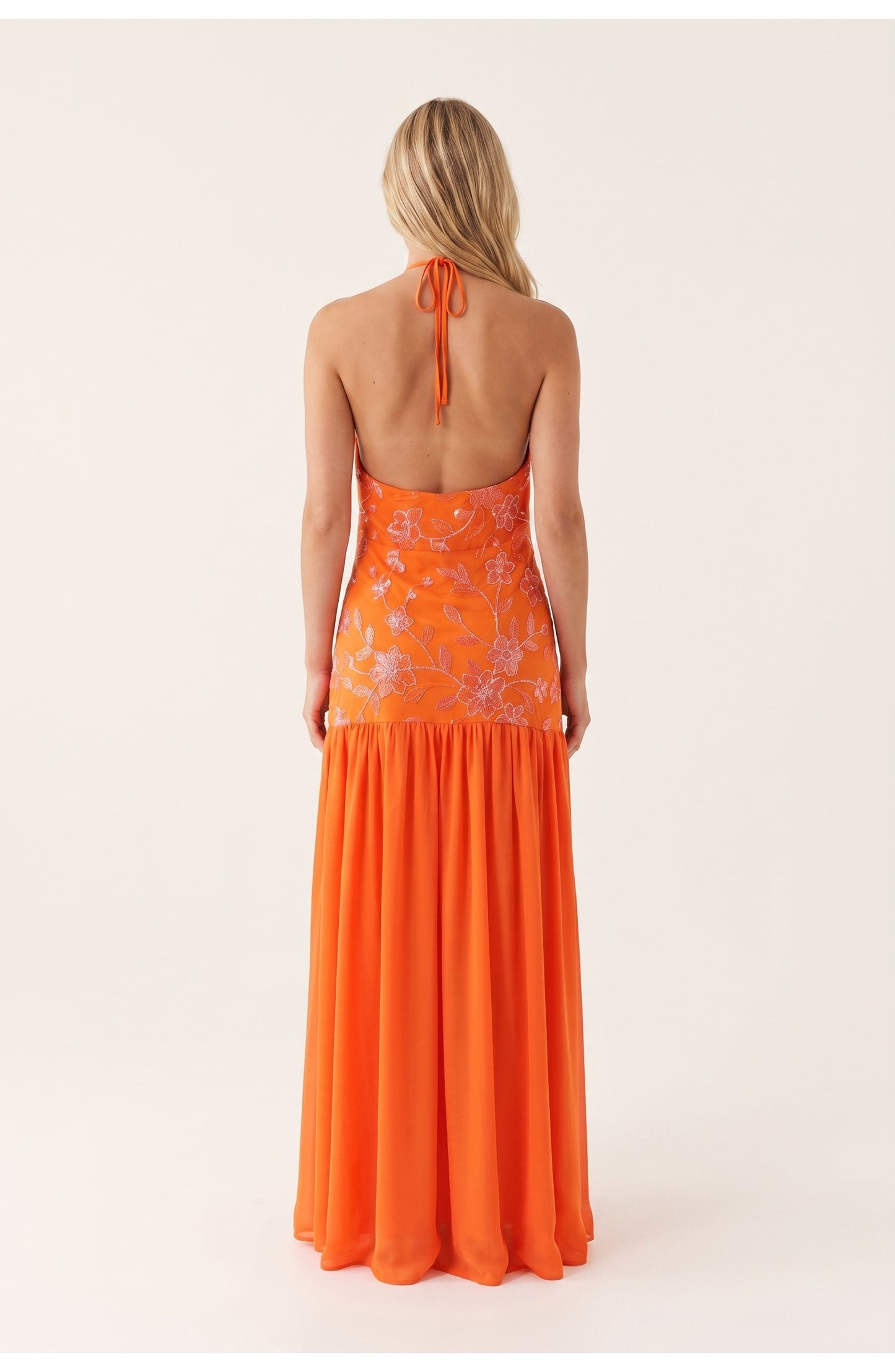 Dames Maxi Jurk | Halternek | Gelaagde Rok