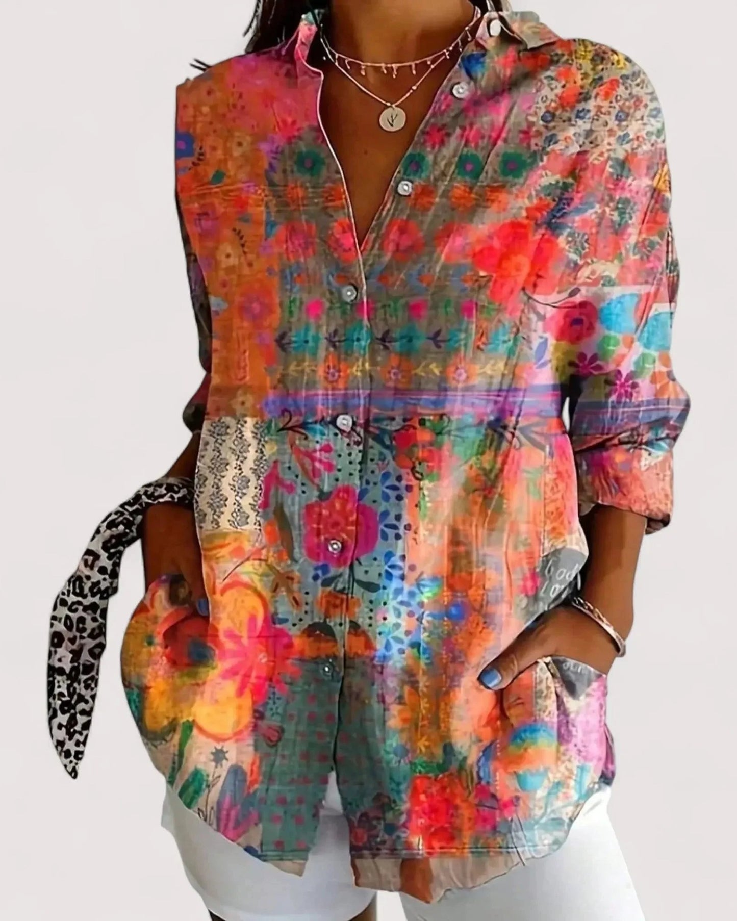 Robinette Dames Blouse | Abstract Print | Oversized Pasvorm