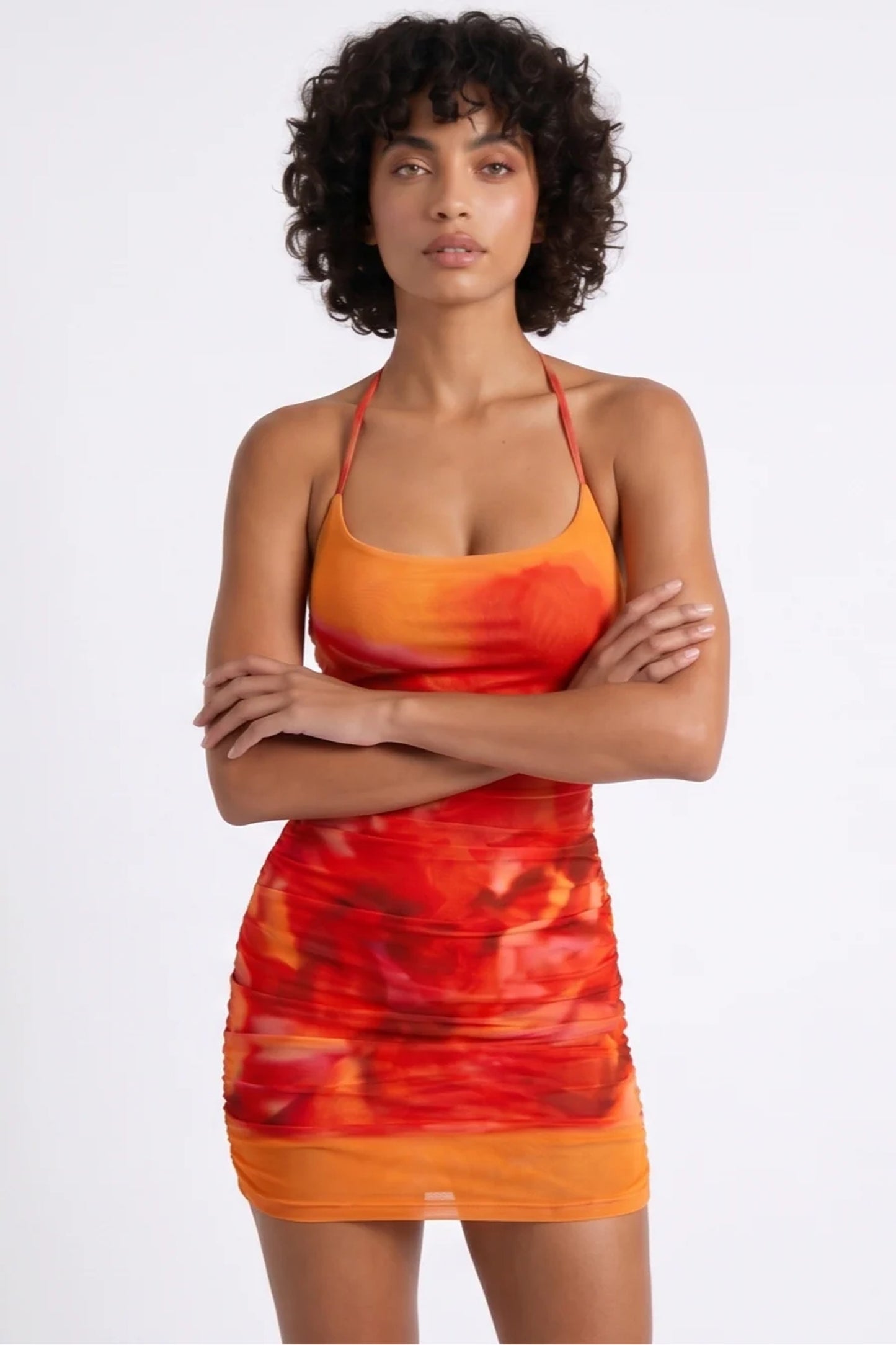 Dames Mini Jurk | Halternek | Gerucheerde Bodycon Pasvorm