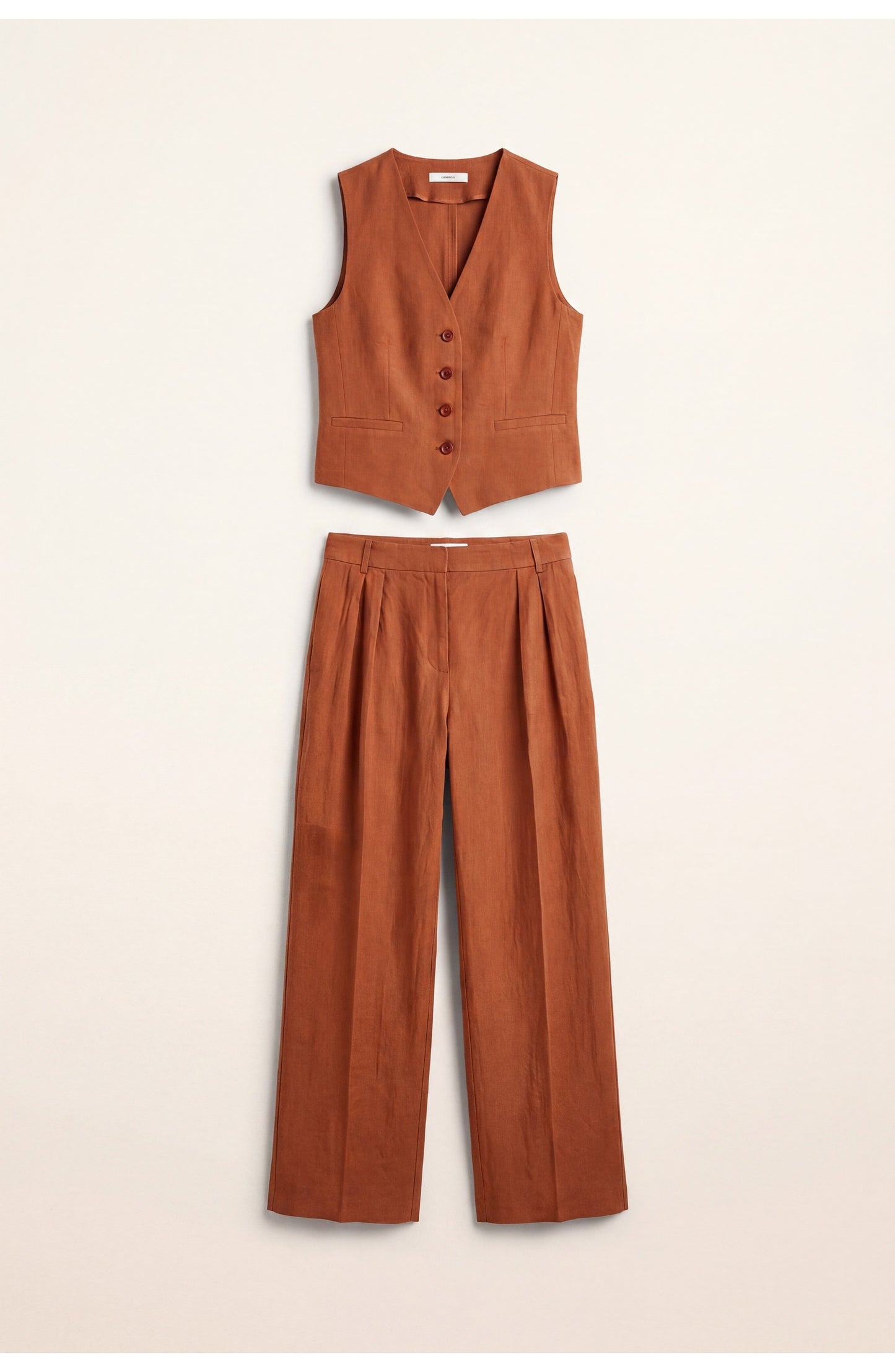 Éliane Women's Co-ord Set | Buttoned Vest | Wide Trousers
