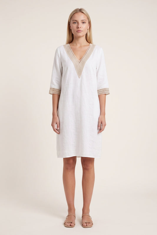 Nine Dames Mini Dress | V-Neck | Lace Details