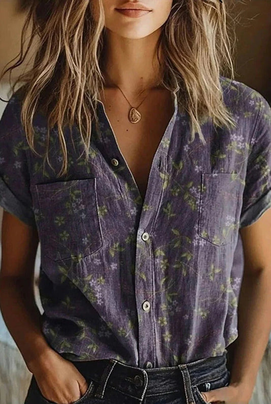 Edeline Women's Blouse | Floral-print | Short Sleeves