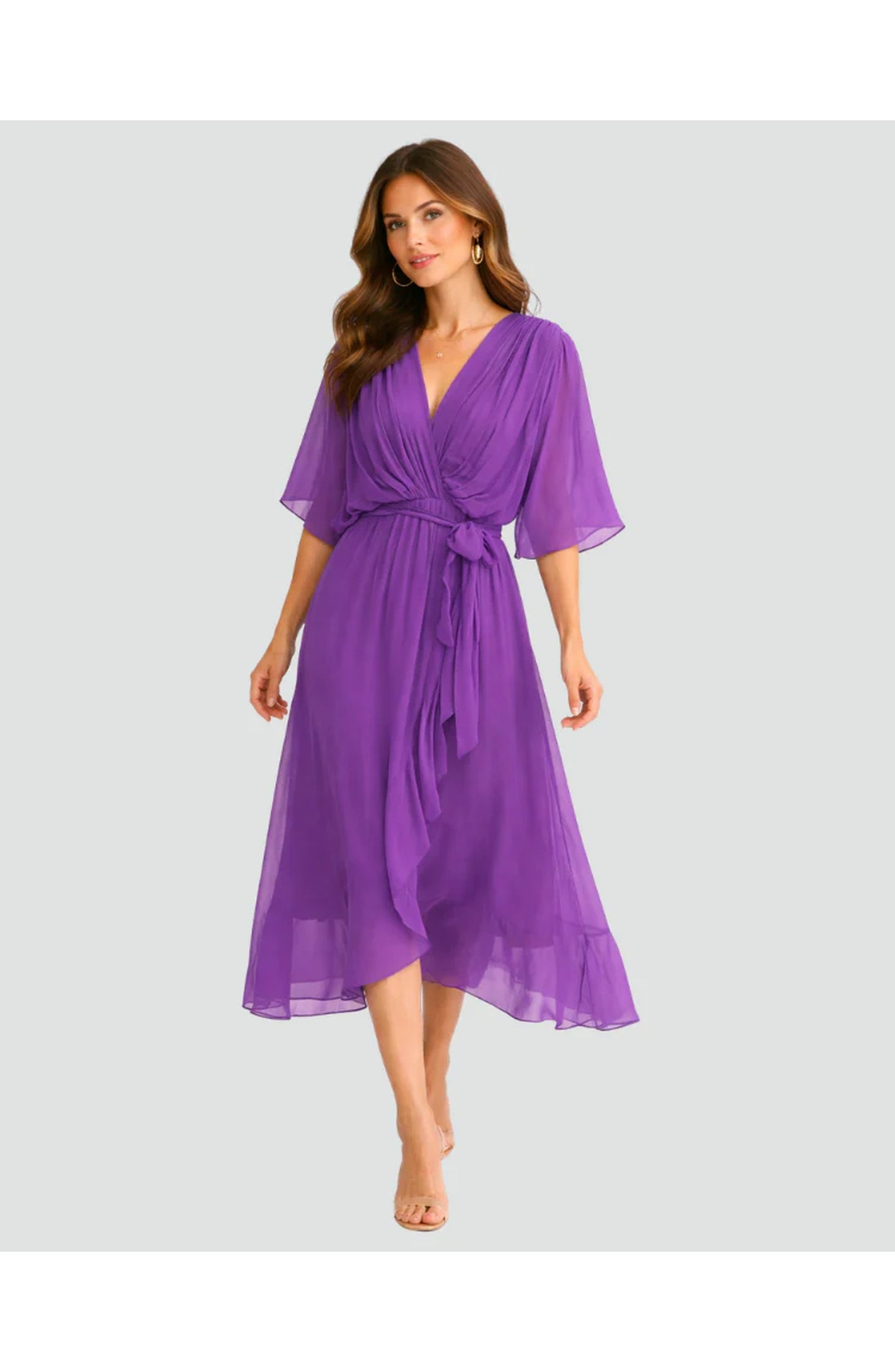 Geneviève Women's Midi Dress | V-Neck | Wrap Design