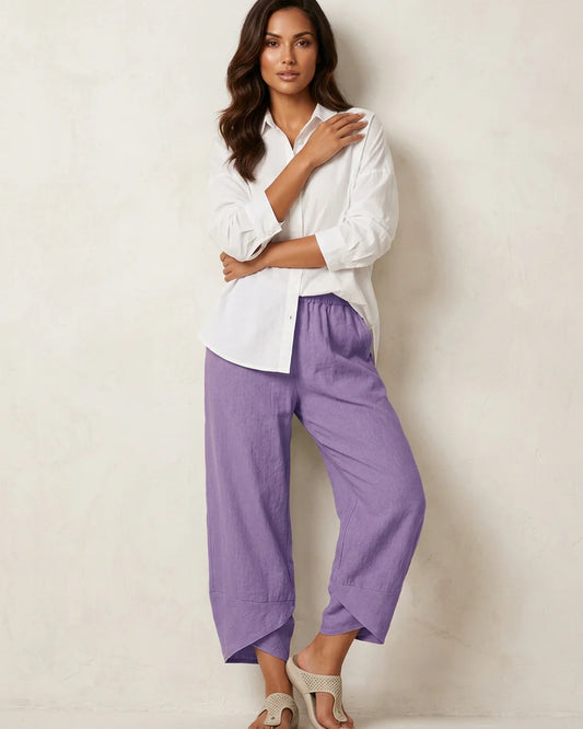 Anaëlle Women's Trousers | Elastic Waist | Straight Wide Legs