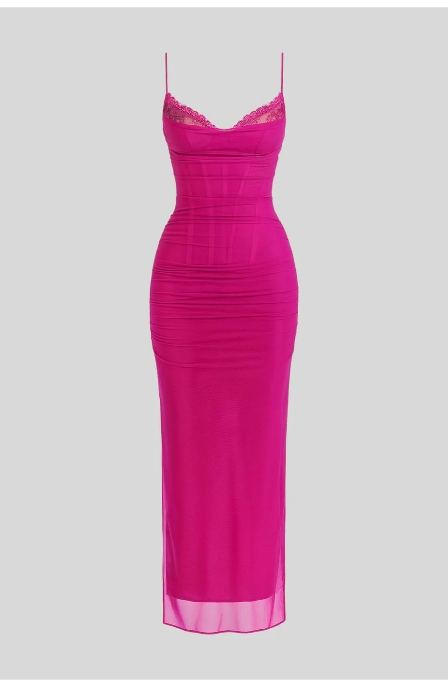 Nathalie Dames Maxi Jurk | Ruches | Mesh