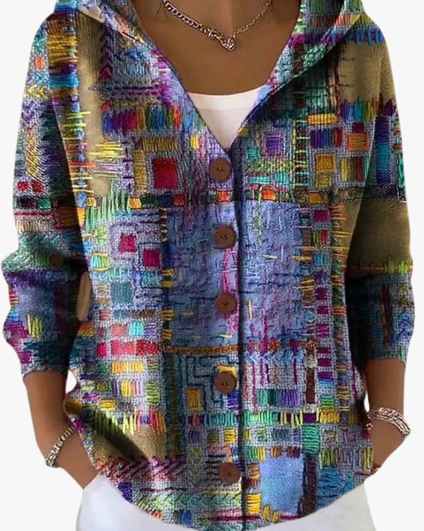 Macrine Dames Vest | Hooded Kraag | Knoop Sluiting