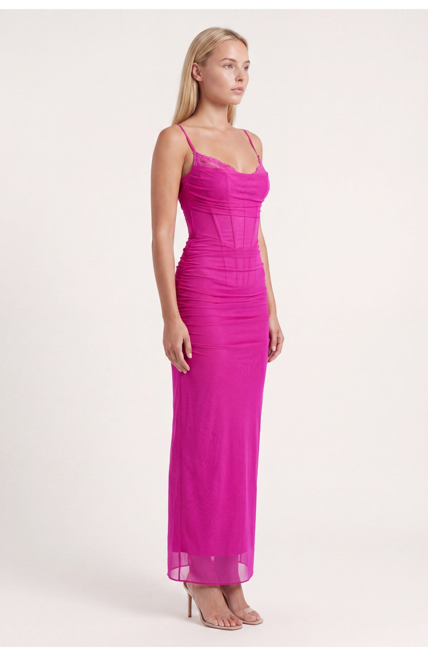 Nathalie Dames Maxi Jurk | Ruches | Mesh