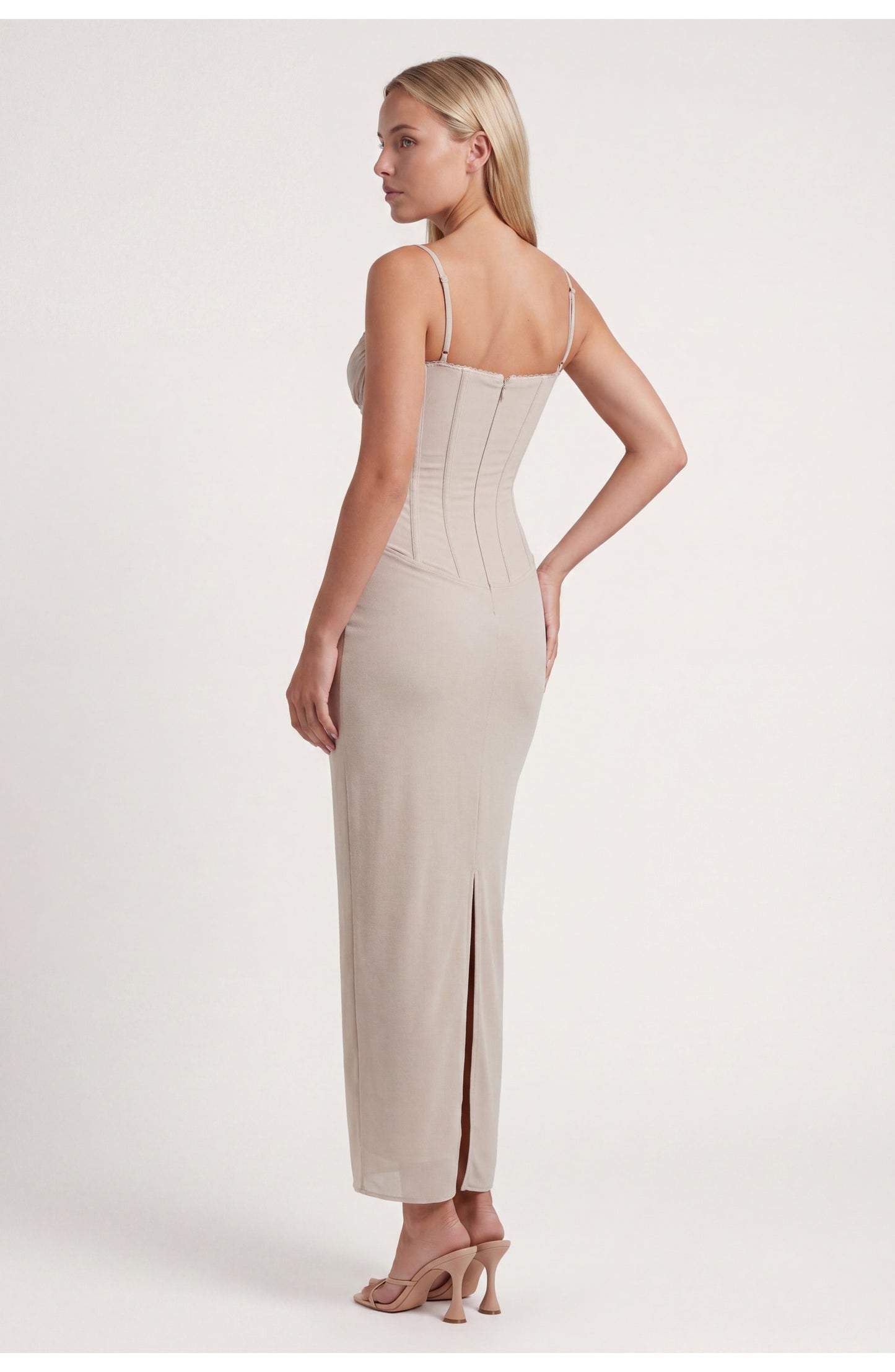 Nathalie Dames Maxi Jurk | Ruches | Mesh