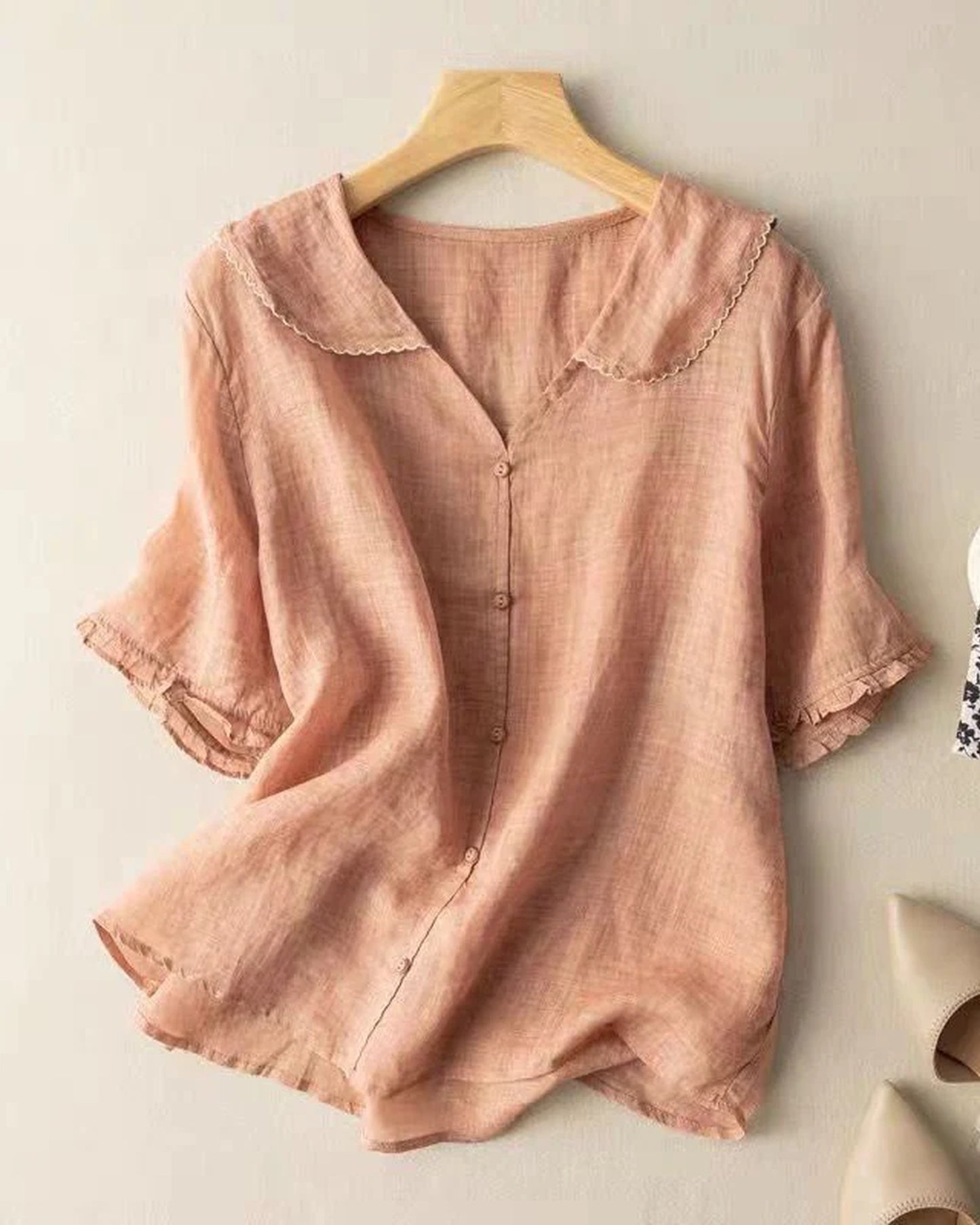 Brunelle Dames Top | Kraagje | Pofmouwen