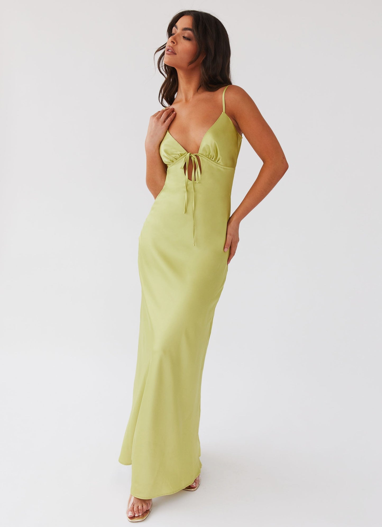 Elira Satijnen Maxi Jurk – Luxe V-hals met Strikdetail 10