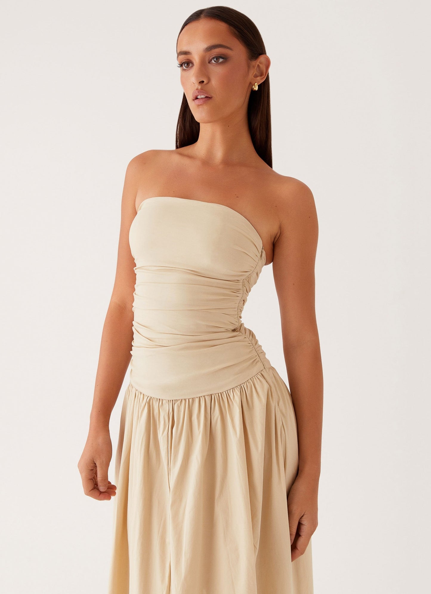 Liliane Strapless Maxi Jurk | Lavendel met Plooidetail 6