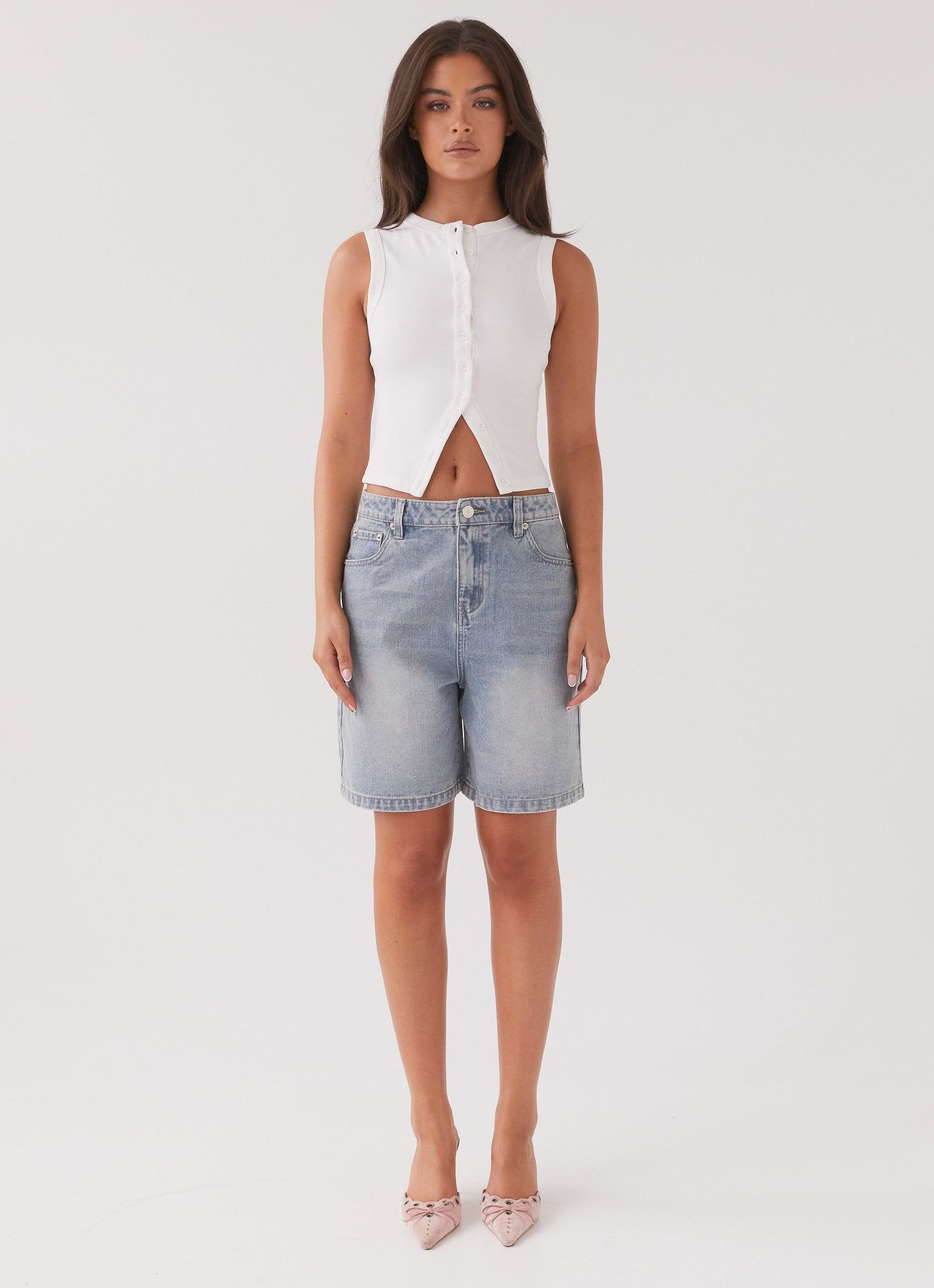 Nolani Geribde Tanktop – Mouwloze Top met Knoopsluiting 2