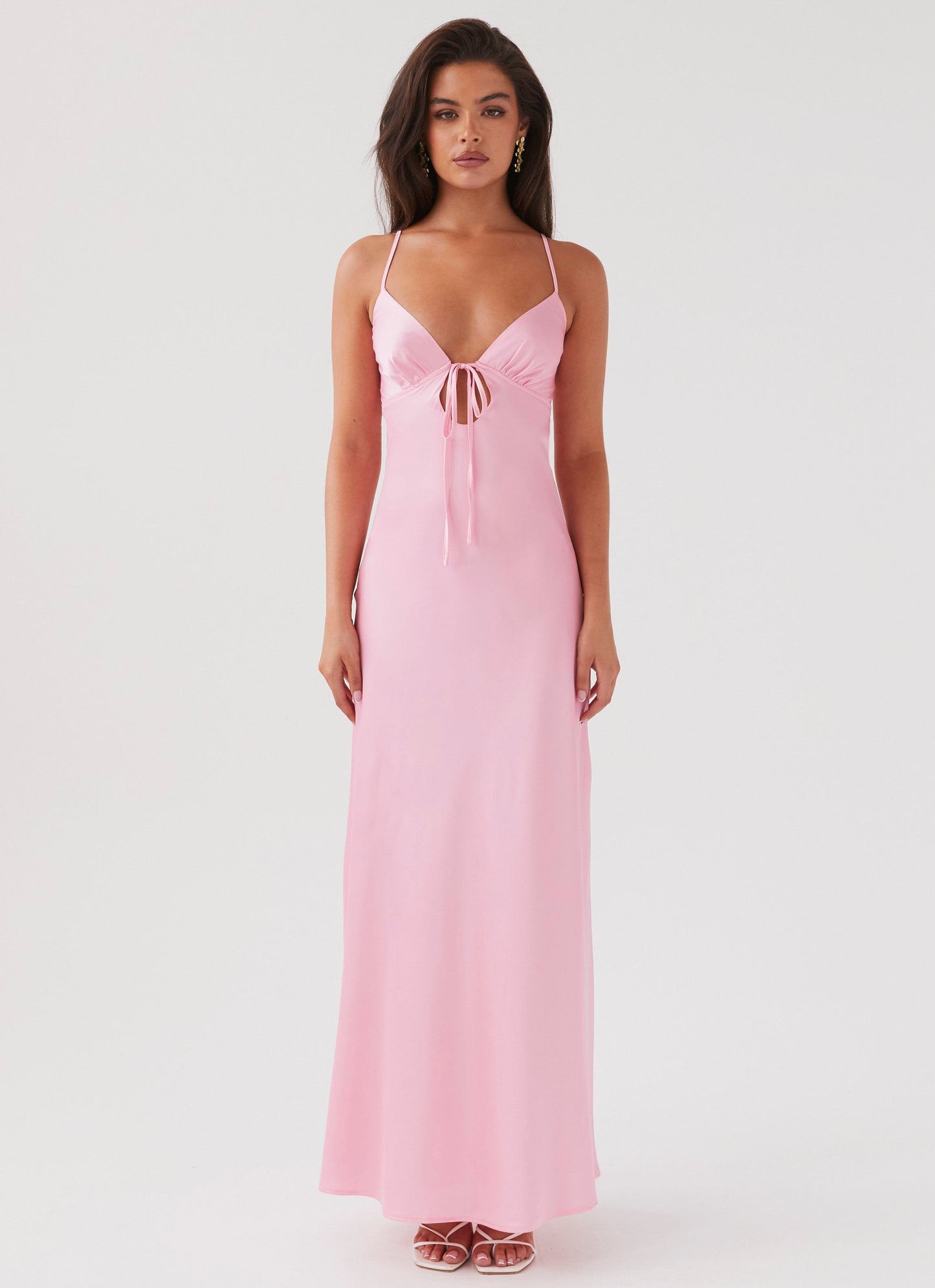 Elira Satijnen Maxi Jurk – Luxe V-hals met Strikdetail 18