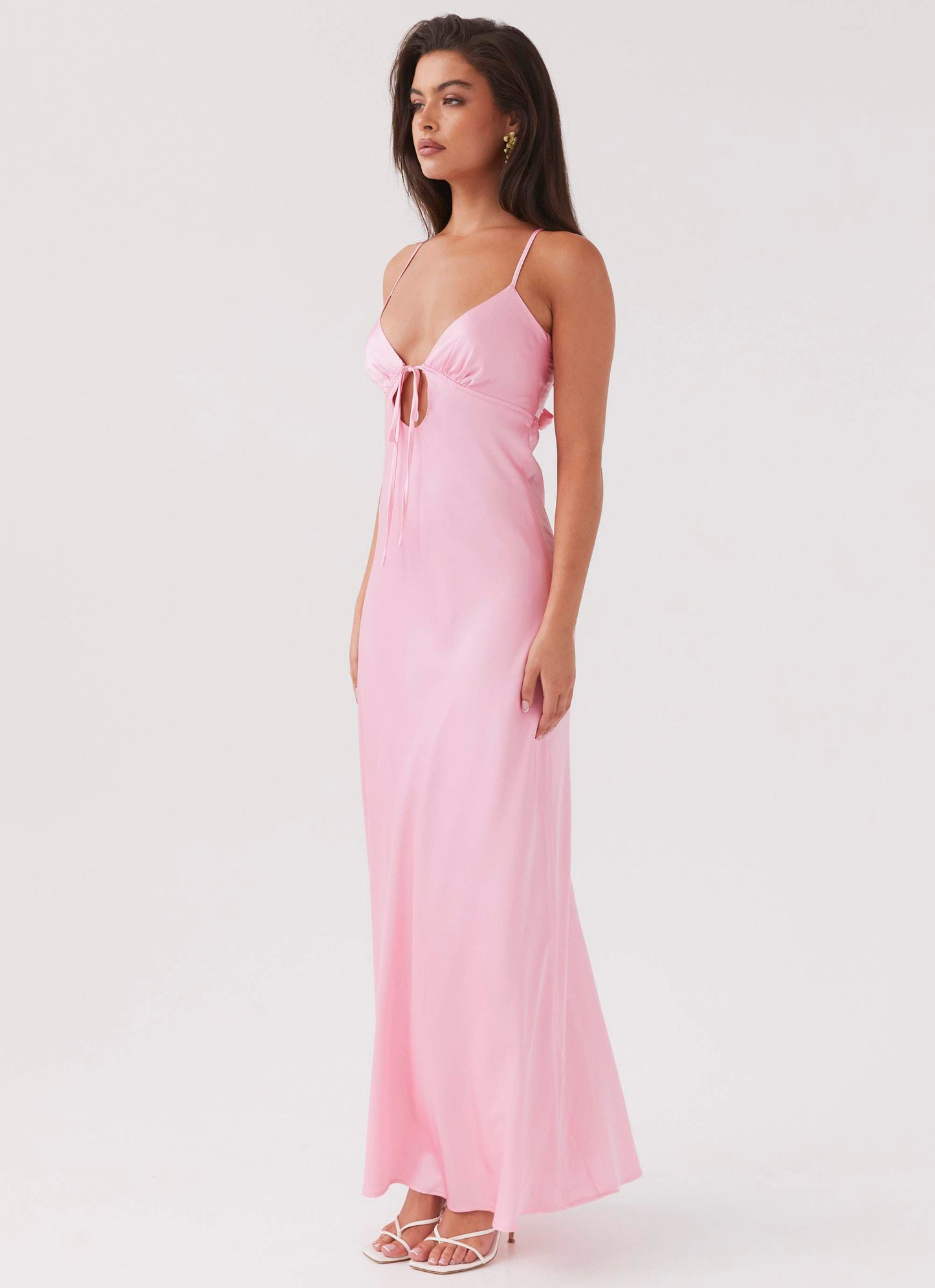 Elira Satijnen Maxi Jurk – Luxe V-hals met Strikdetail 19