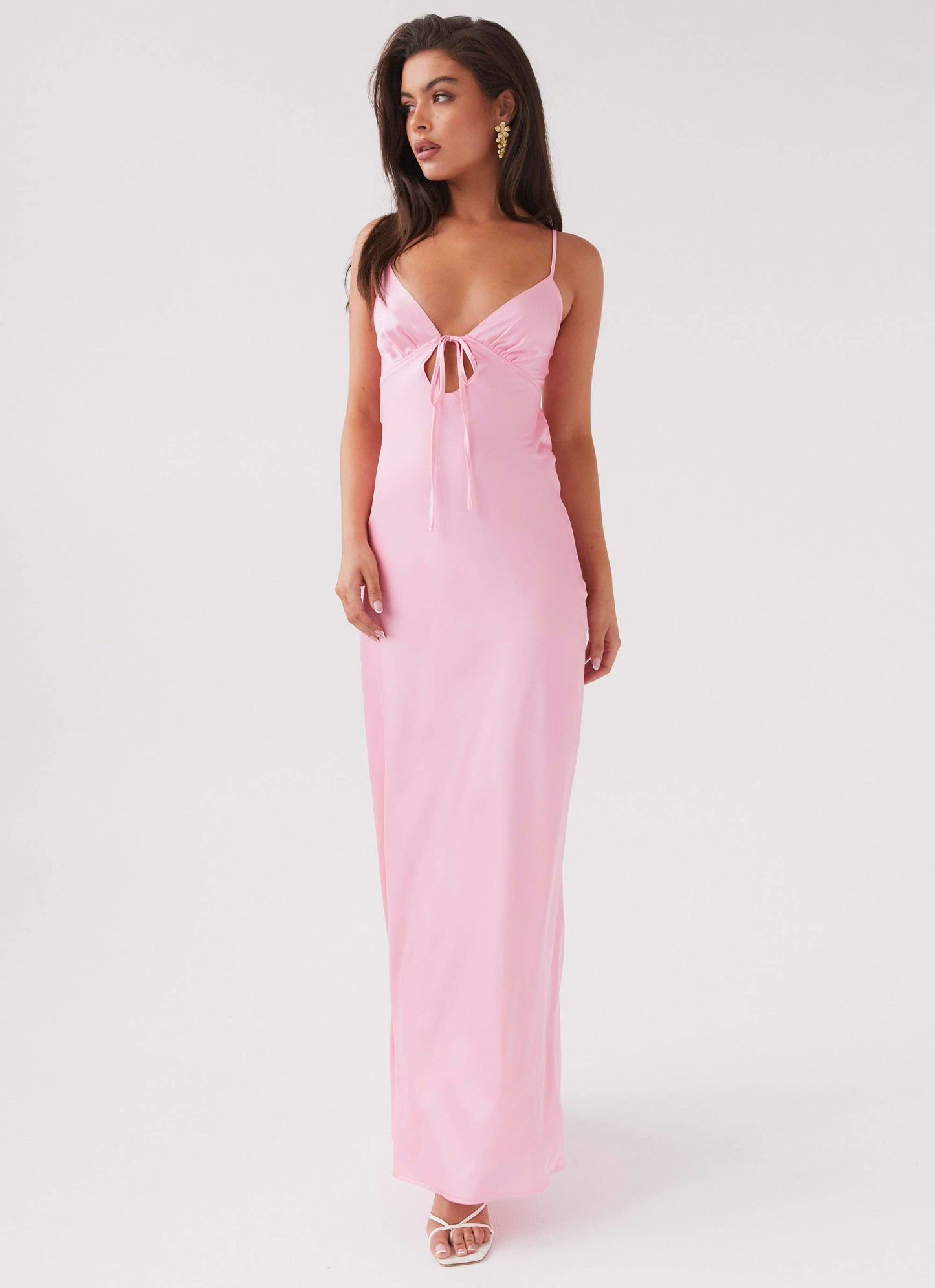 Elira Satijnen Maxi Jurk – Luxe V-hals met Strikdetail 21
