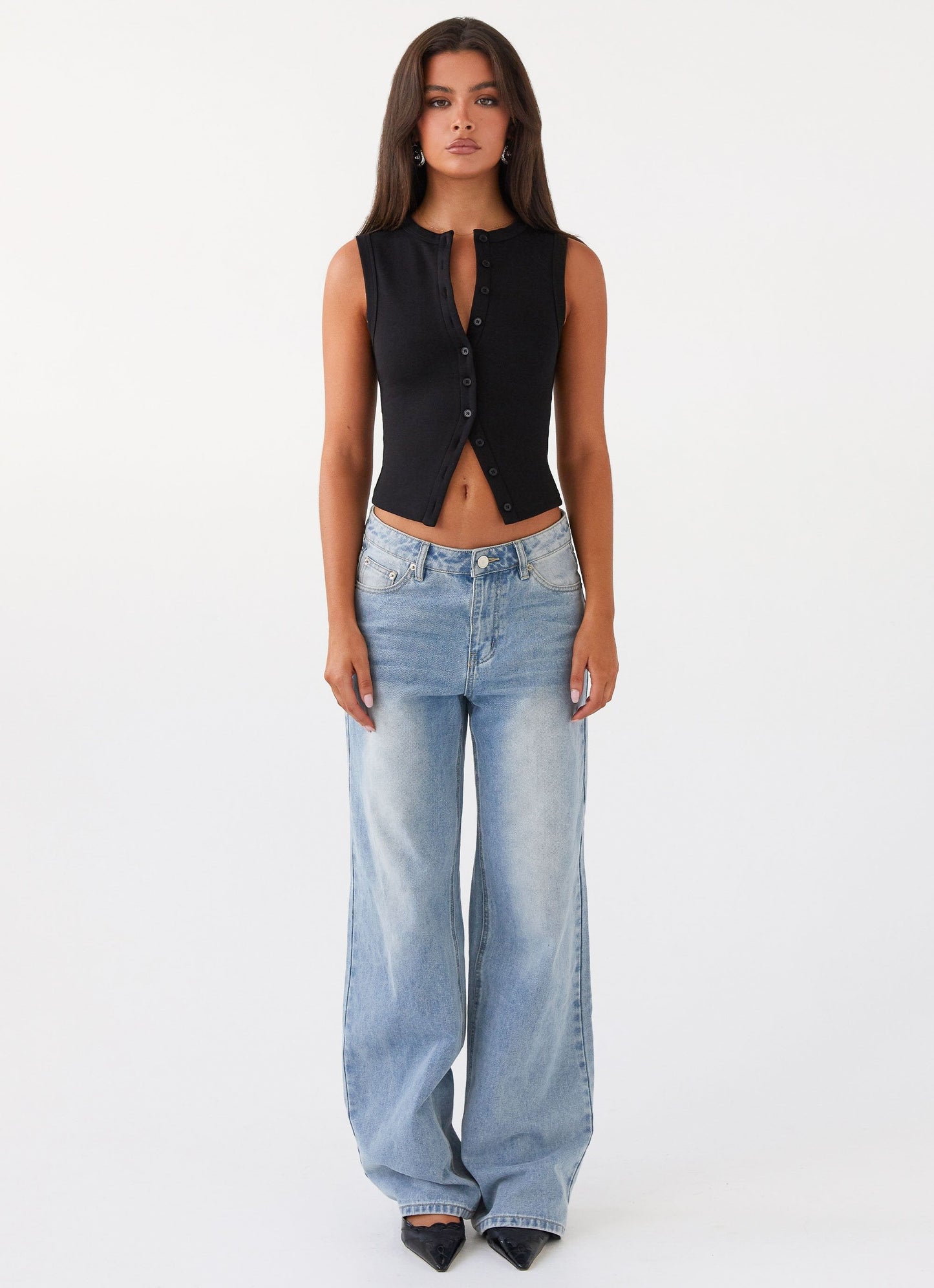 Nolani Geribde Tanktop – Mouwloze Top met Knoopsluiting 8