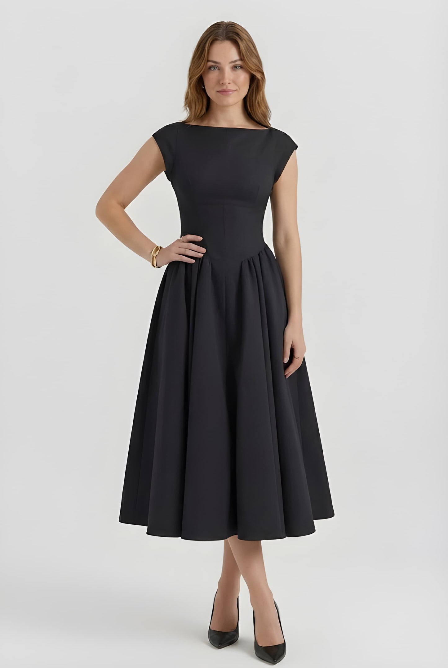 Piera Jurk Dames | Midi | Gestructureerd | Met Boothals 5