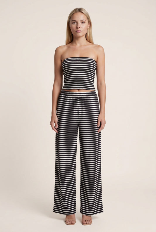 Romane Women's Co-Ord Set | Strapless Bandeau Top | Wide Pants