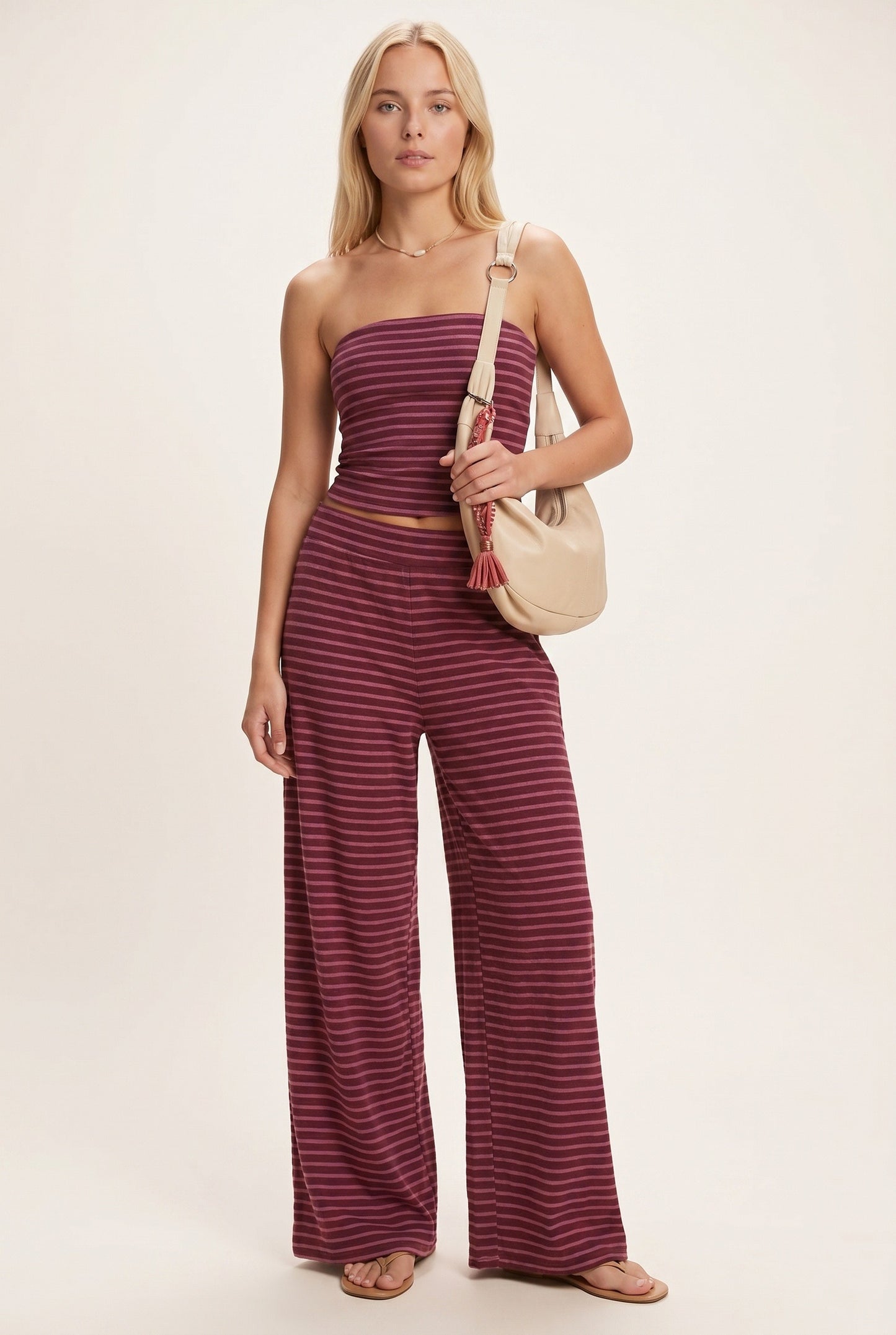 Romane Dames Co-Ord Set | Strapless Bandeau Top | Wijde Broek