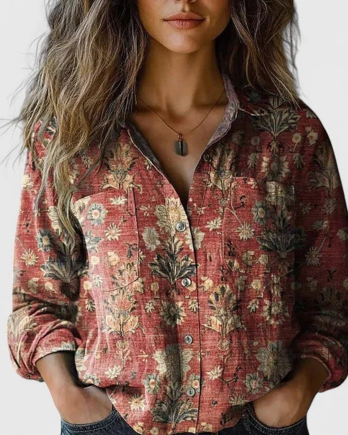 Annelise Dames Top | Bloemenprint | Lange Mouwen