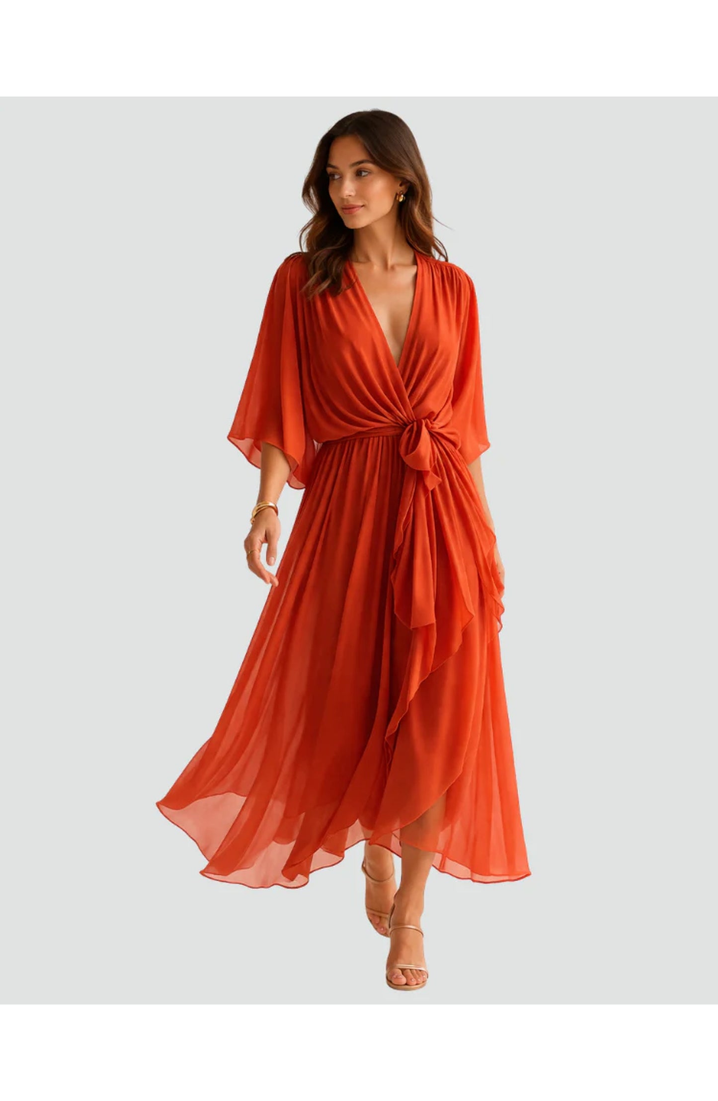 Geneviève Women's Midi Dress | V-Neck | Wrap Design