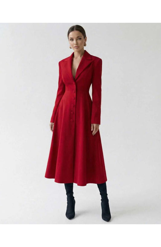 Women's Midi Dress | Notch Lapel | Flared Skirt