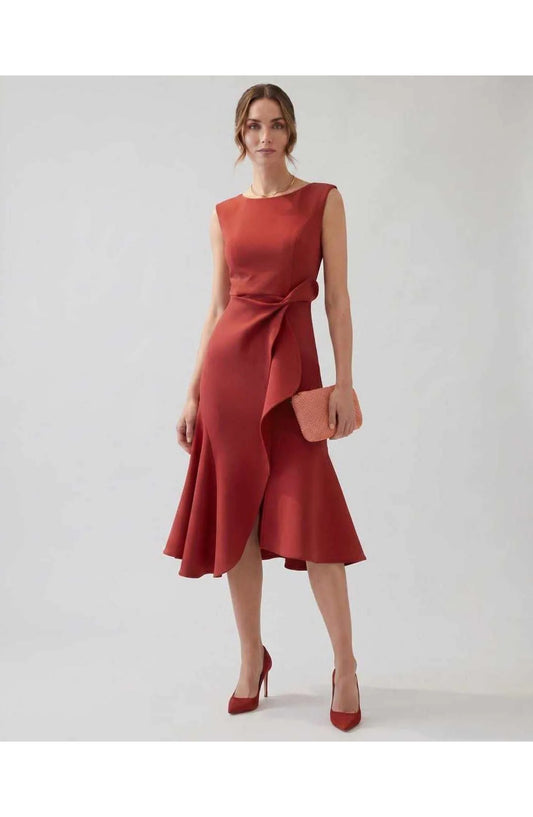 Manon Women's Midi Dress | Ruffle Wrap Detail | Flared Hem