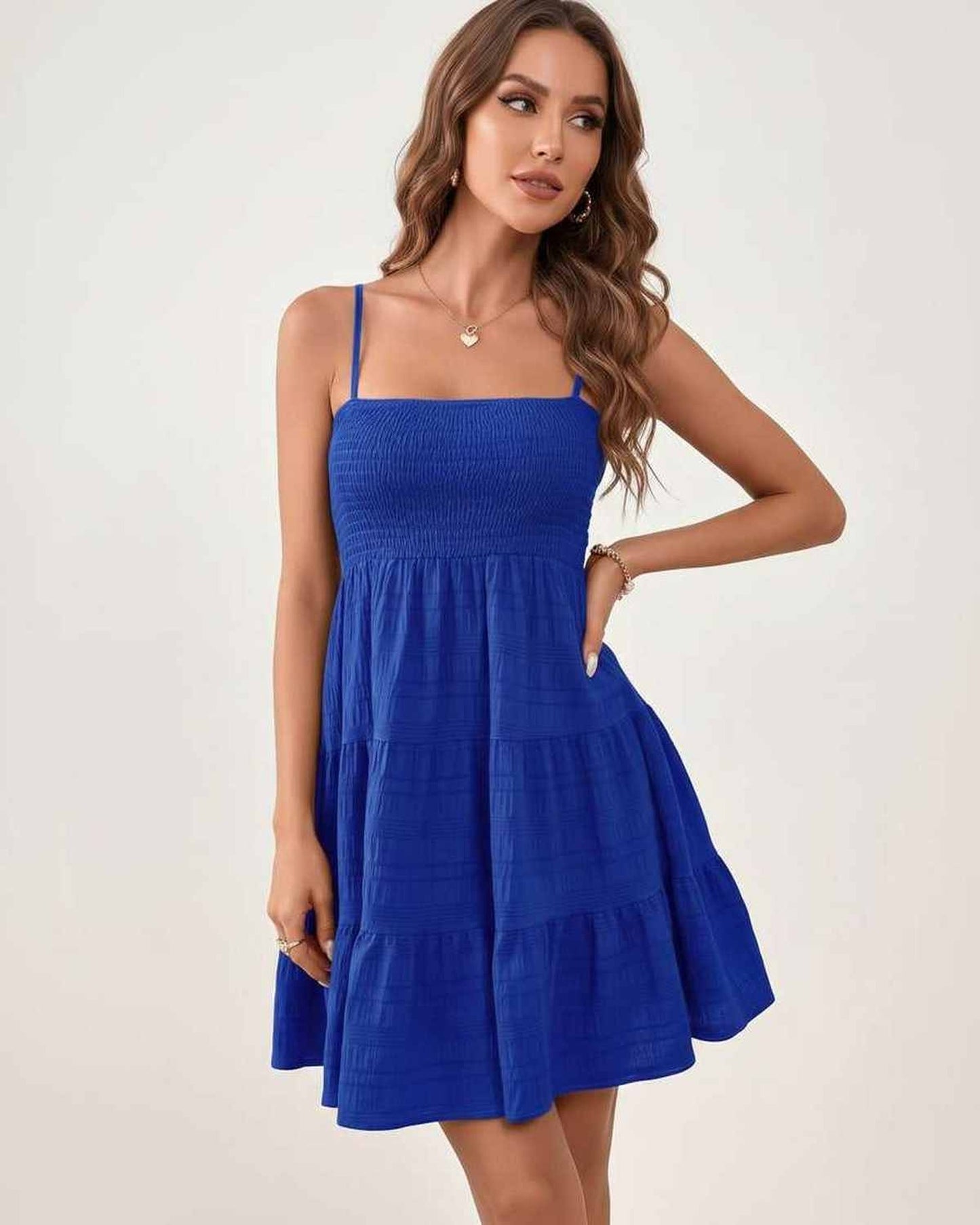 Tilda Dámské Mini Šaty | Nabíraný Bandeau Top | Vrstvené Sukně Pruhy