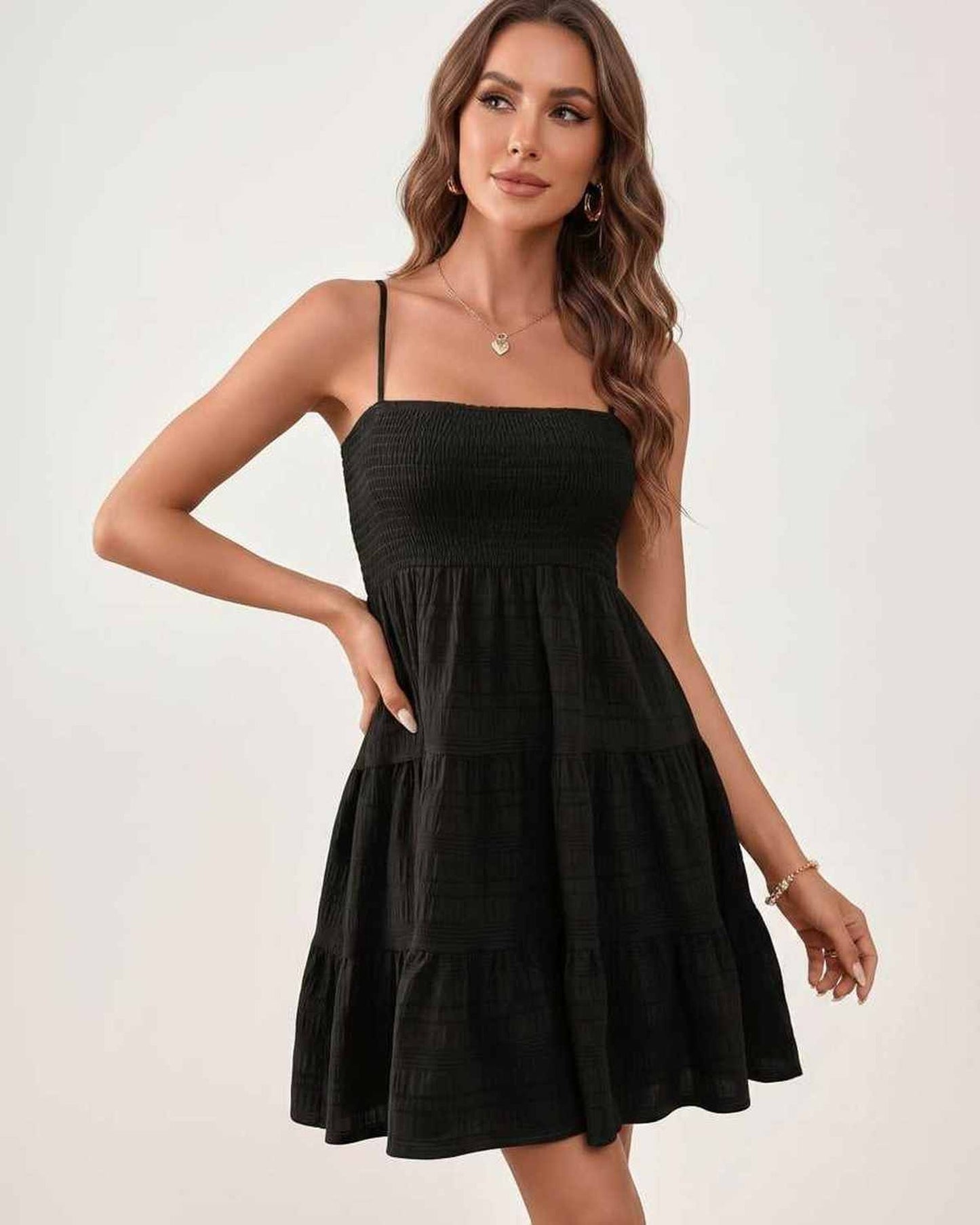 Tilda Dámské Mini Šaty | Nabíraný Bandeau Top | Vrstvené Sukně Pruhy
