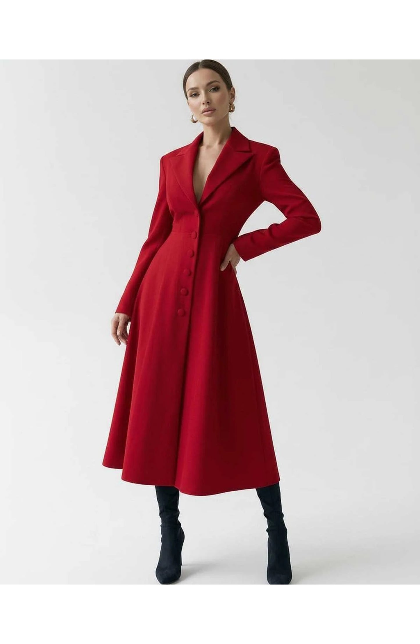 Women's Midi Dress | Notch Lapel | Flared Skirt