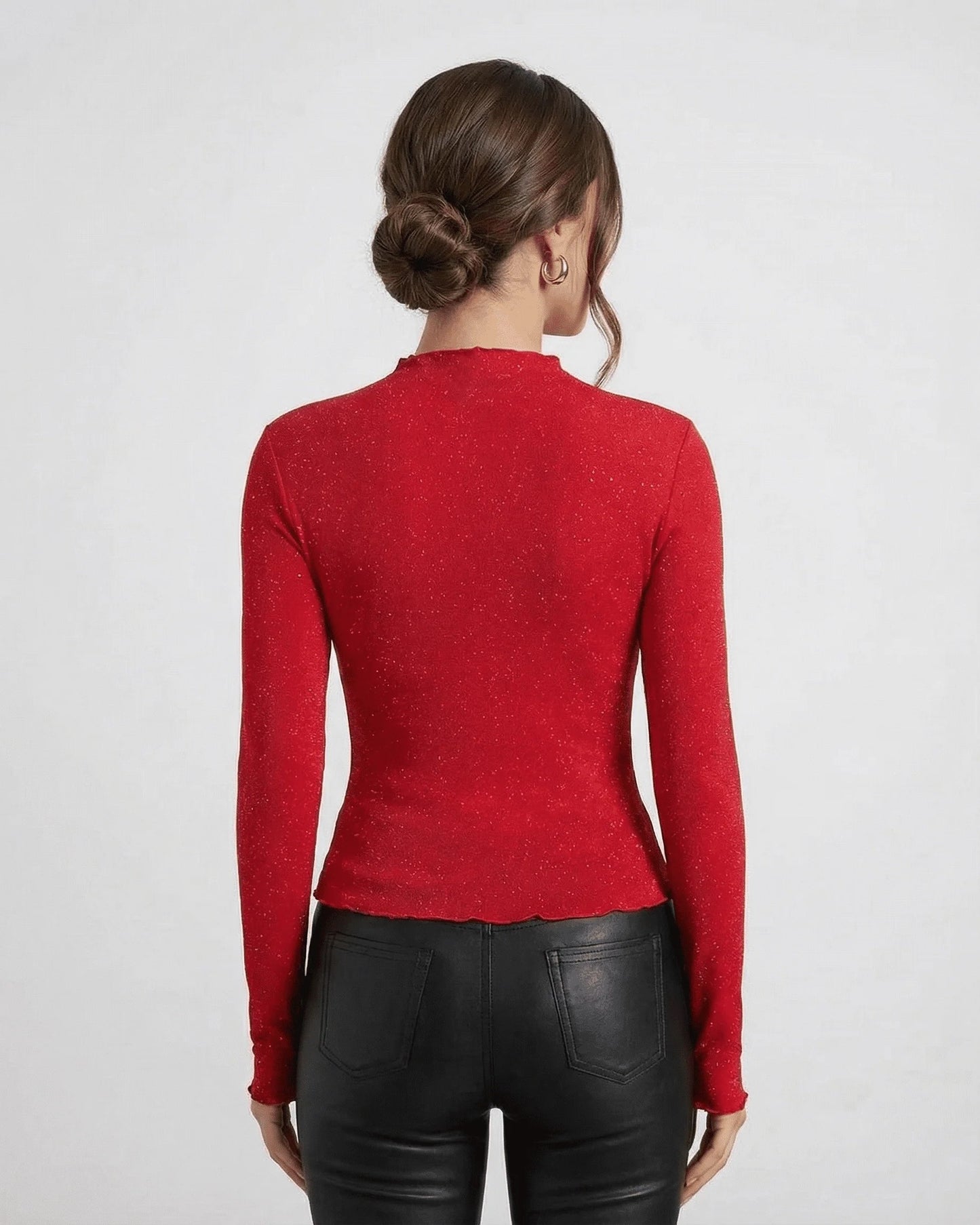 Lotte Dames Top | Glitterdetails | Geribbelde Boord