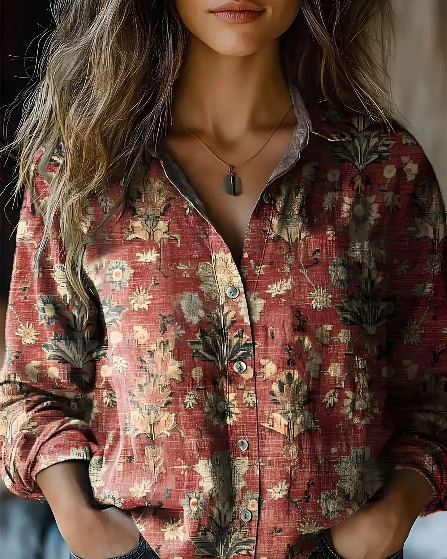 Annelise Dames Top | Bloemenprint | Lange Mouwen