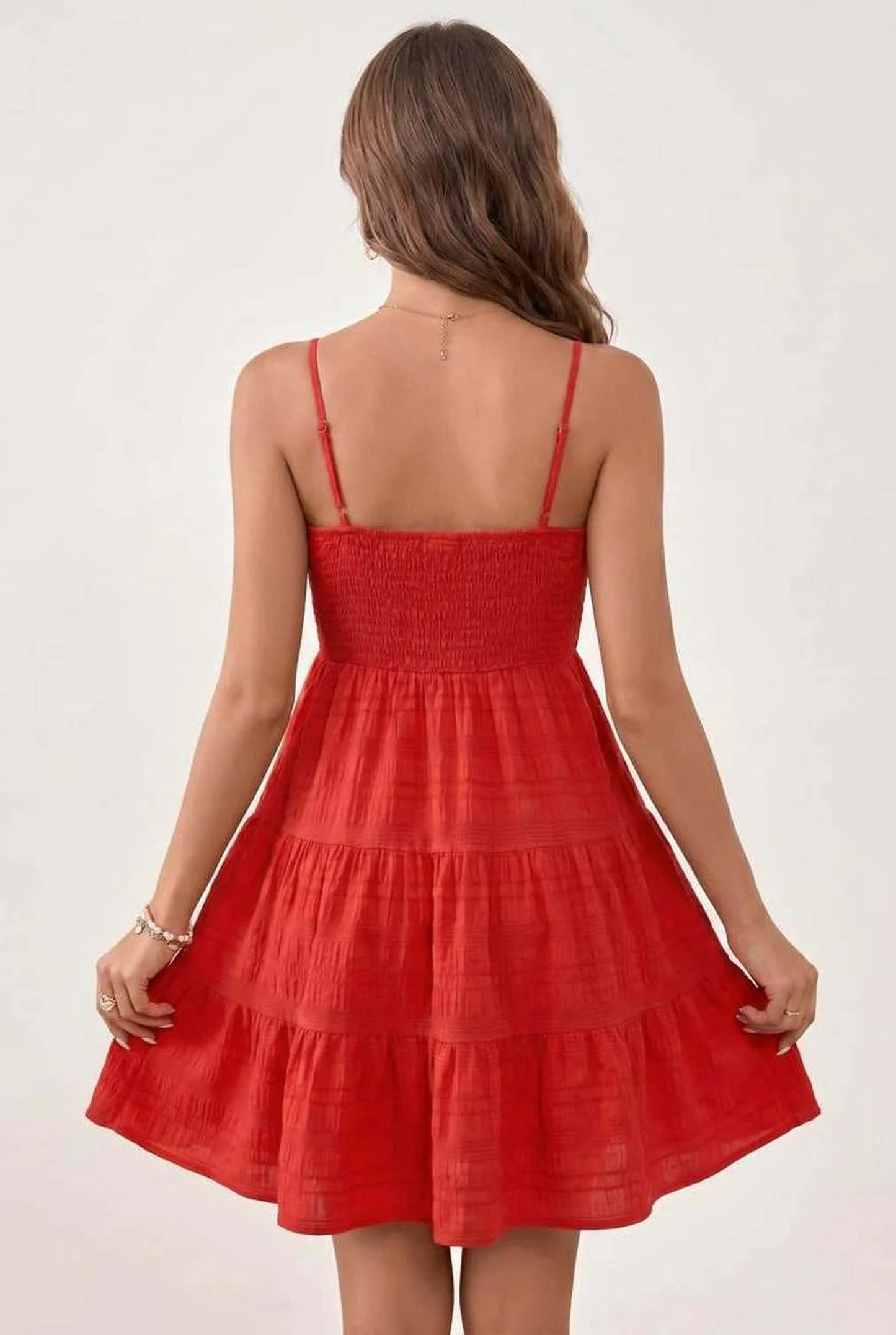 Mélina Dame Mini Kjole | Smocket Bandeau Top | Lagdelte Lagkjole