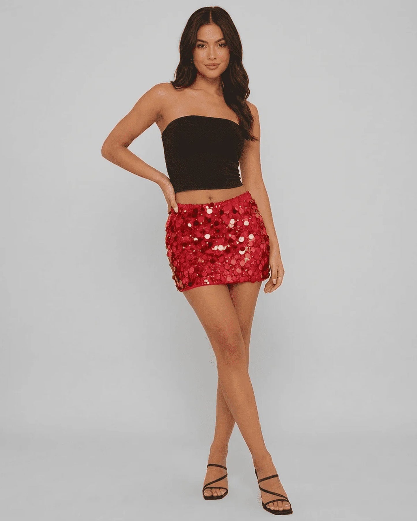 Sabrina Dames Mini Rok | Pailletten Schubben | Elastische Tailleband | Festival