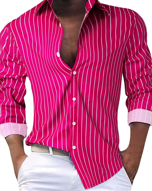 Galileo Heren Polo Hemd | Gestreepte Textuur | Contrast Manchetten